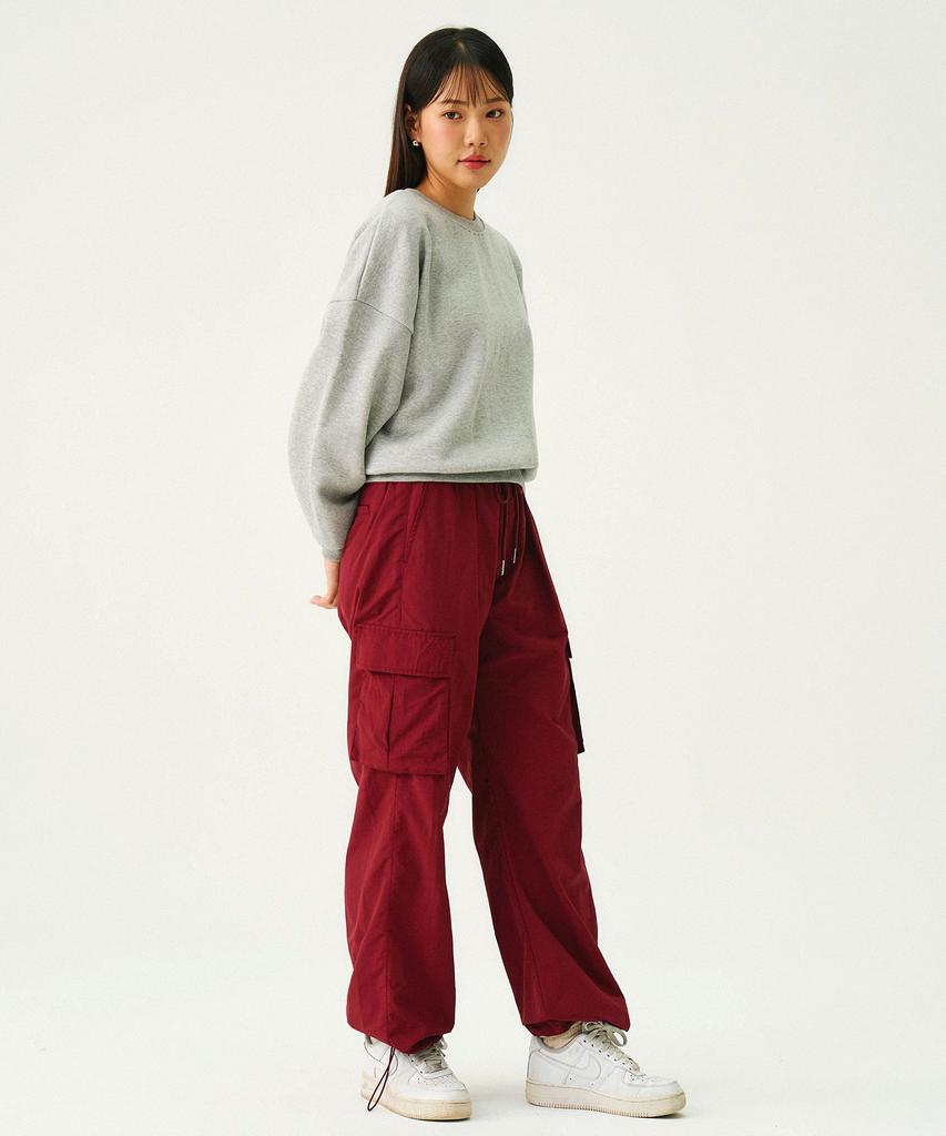 GRAVER [Unisex] Elastic Nylon Cargo Pants_Burgundy