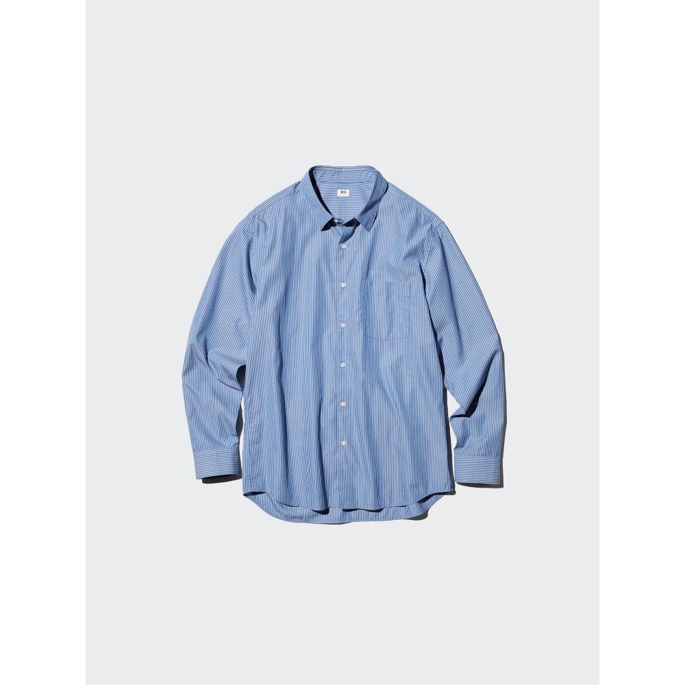 Uniqlo Япония Широкая Рубашка Полоски Обычный Цвет