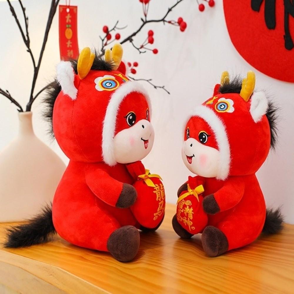 2026 Red Lucky Plush Stuffed Animal Traditional Auspicious Zodiac Horse Toy New Year Blessing