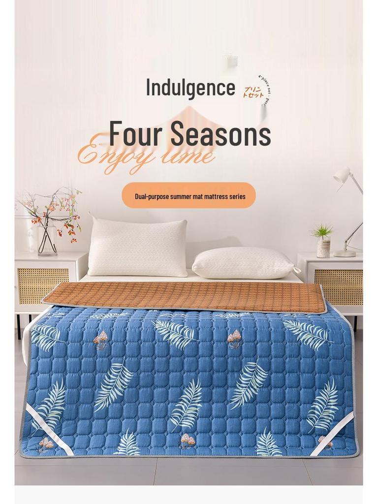 Двухсезонный наматрасник с ротанговой основой – Охлаждающий, для летнего/зимнего использования, для односпальных/двуспальных кроватей, идеально подходит для общежитий