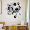 Dynamic Broken Wall Football 3D Wall Stickers for Living Room Kids Bedroom Background Wall Door Decoration Self-adhesive Stickers