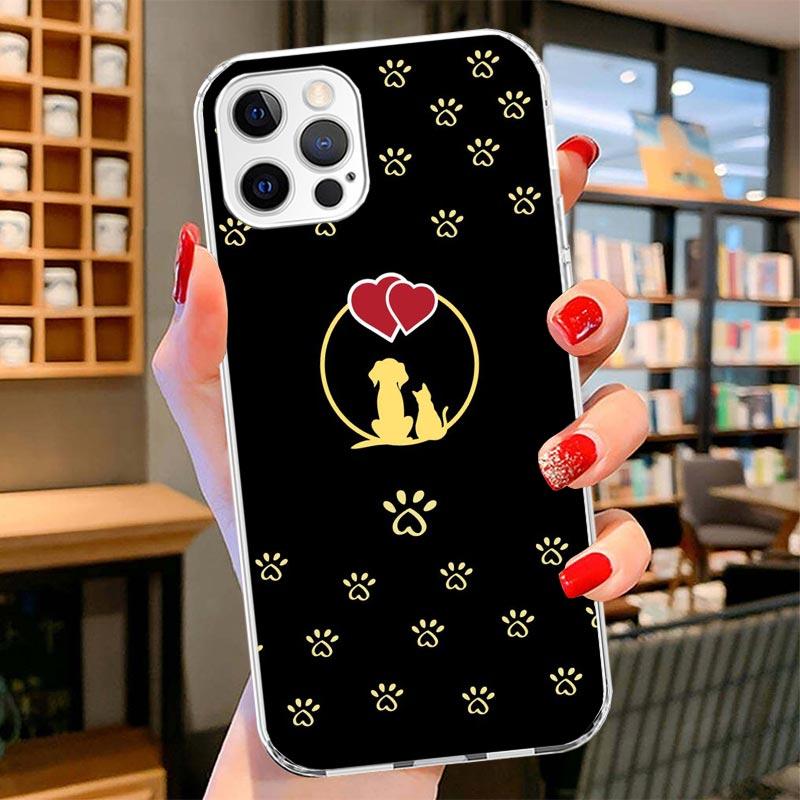 Dog Footprint Paw Cute Cover Phone Case For iPhone 16 17 Air 15 14 Pro Max 16E Phone Case 13 Mini 12 11 7 SE 8 Print Pattern Fit
