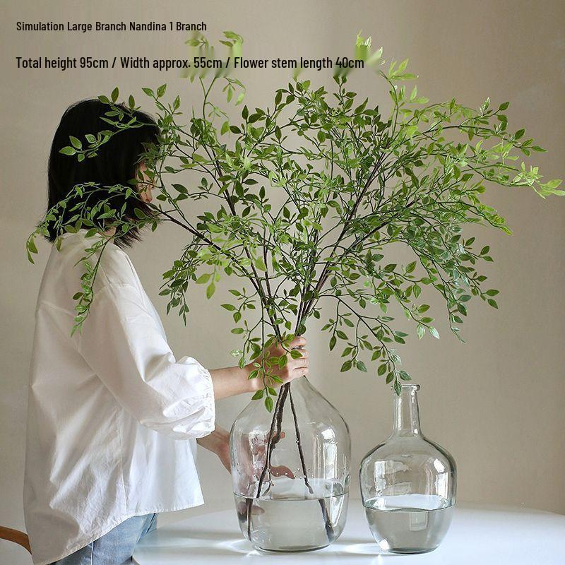 Large Multi-Branched Artificial Nandina Green Plant for Indoor Landscaping and Living Room Decor