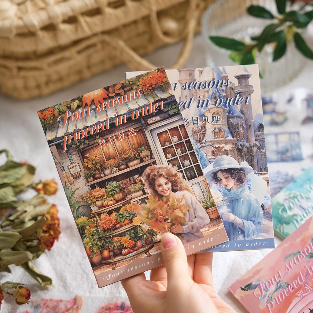 20 листов/пакет Книга наклеек из ПЭТ Серия Времена года Декор Дневник Девушка Скрапбукинг Наклейка DIY Материал Декор Альбом Канцелярские украшения