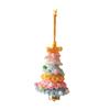 Holiday Party Decor Decorative Tree Hanging Charm Festive Knitted Christmas Tree Ornaments with Gold Jingle Bell for Holiday