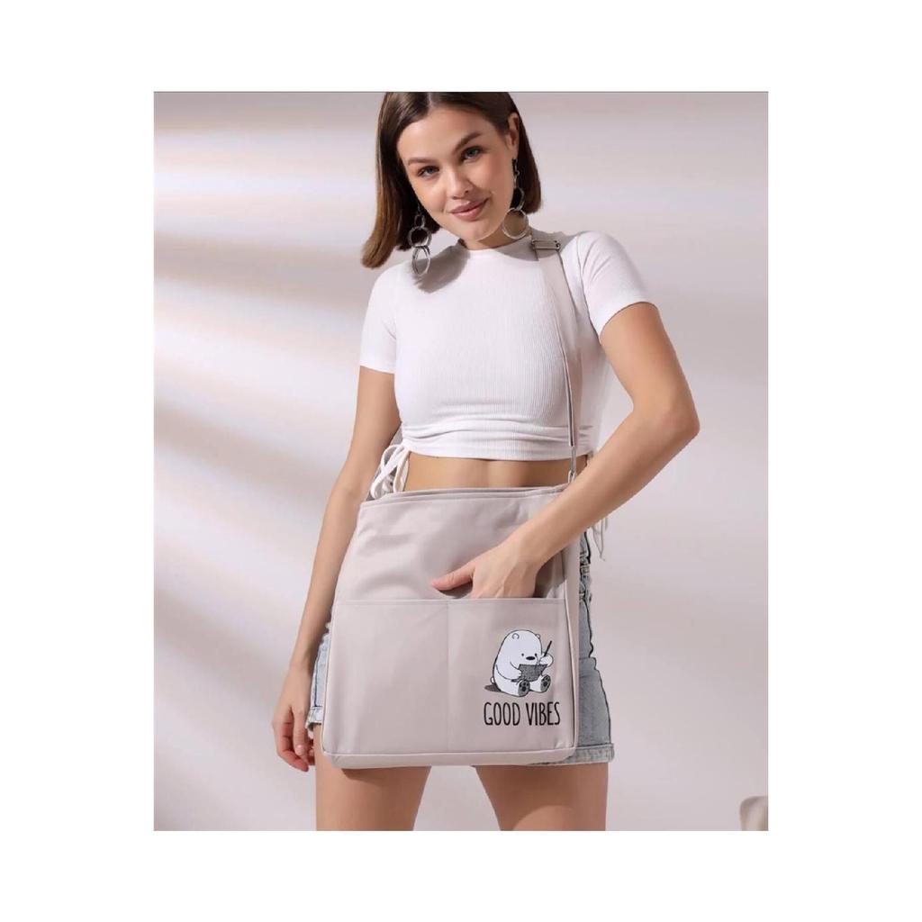 Сумка из набивного полотна с двумя карманами на молнии 1-го класса с регулируемым плечевым ремнем цвета мяты