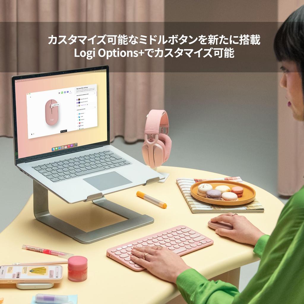 Беспроводная мышь Logitech PEBBLE MOUSE2 M350sRO Тонкая бесшумная Bluetooth-мышь Logi Bolt Беспроводная симметричная 4000 точек на дюйм Срок службы батареи 24 месяца Windows Mac