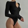 Women's Solid Colour Strapless Hollow Slim Bottom Slim Long Sleeves Bodysuit