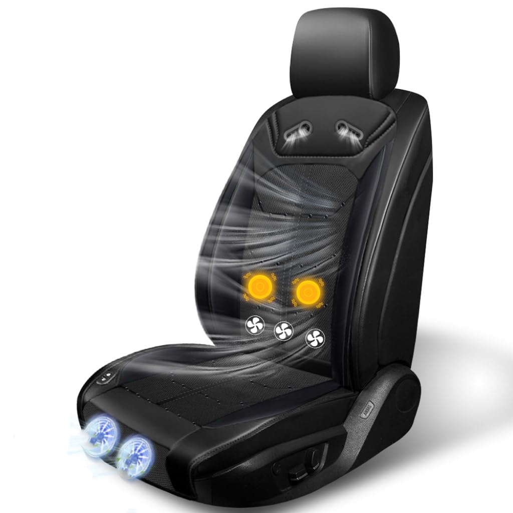 Cool Seat Car 2025 Summer Seat Cover 2 Extra Large Fans 3 Powerful Fans 3D Vents 3D Mesh Cool Air Blower 3 Levels Adjustable High Speed Rotation Car