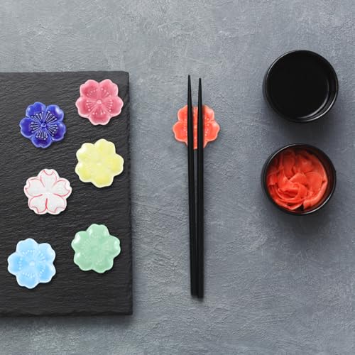 7 ceramic chopstick rests cherry blossom design adding color dining table Japanese-style tableware. are odor-free easy clean can also be used as pen