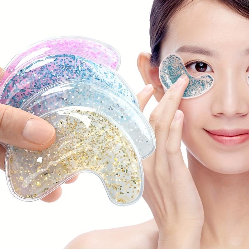 1 пара многоразовых гелевых масок для глаз с блестками и пайетками - двойная температура, терапия горячим и холодным компрессом для успокоения опухших глаз, темных кругов, облегчения мигрени