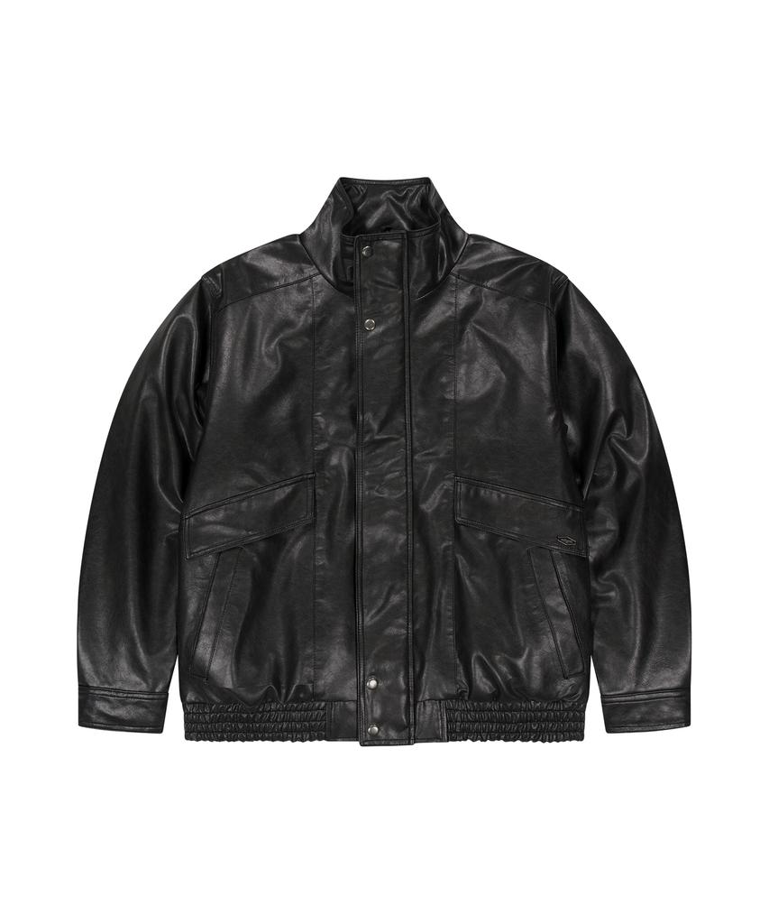 MAHAGRID Faux Leather Blouson Jacket[Black]