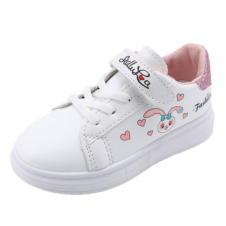 2025 New Girls' Little White Shoes Spring and Autumn Boys' Non-slip Solid-soled Board Shoes Thick-soled Heightening Children's Sports Shoes