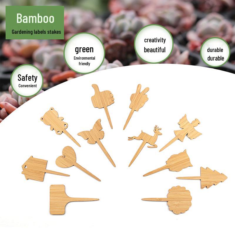 Customizable T-shaped Bamboo Plant Label - Blank, Handwritten Insert Stake
