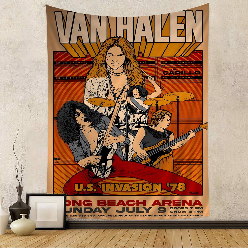Van Halen Retrorock Band Hanging Bohemian Tapestry Hanging Tarot Hippie Wall Rugs Dorm Japanese Tapestry