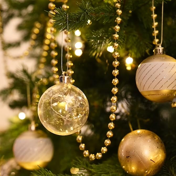 Valery Madelyn Christmas Pack of White Christmas Tree Proposal Wedding Store Elegant Ornaments, 6cm, 16, Gold, Platinum, Decorations, Decorations,