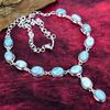 Larimar 925 Solid Sterling Silver Necklace with Adjustable Chain, Handmade Gemstone Jewelry Necklace For Memorial Day