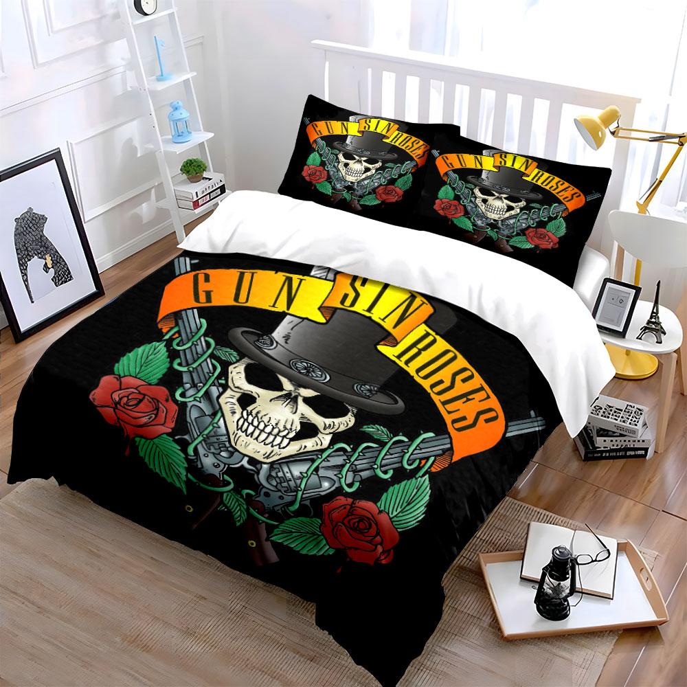 Skull, hat, roses, guns. Bedding sets Duvet cover sets Duvet covers Pillowcases(1 * Duvet Cover 2 * Pillowcases without duvet insert)