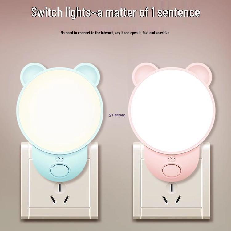 Smart Voice-Controlled Eye-Protecting Night Light with Remote and Wake-Up Feature for Energy-Saving Bedroom Ambiance.