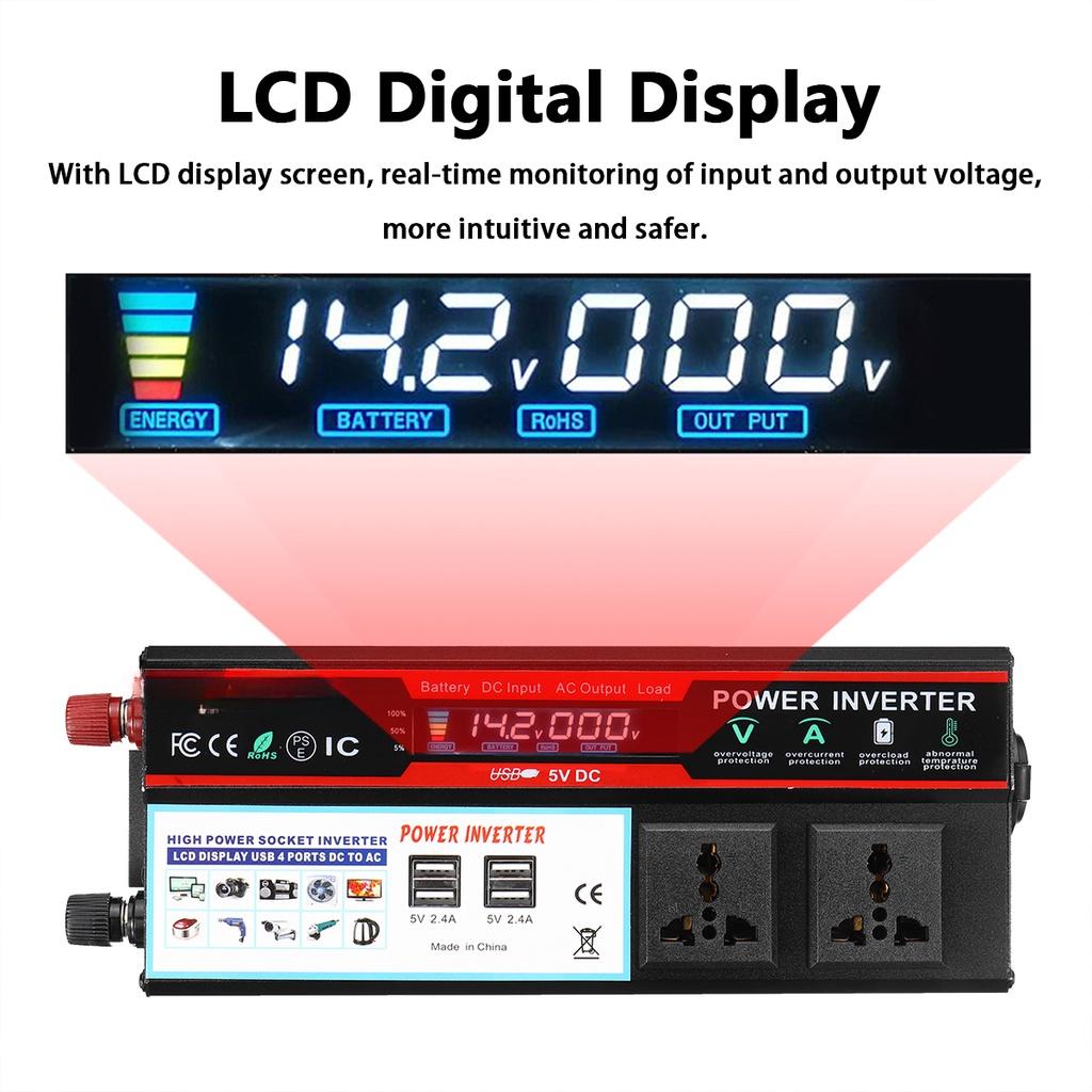 4 USB DC12/24V в AC 110V/220V Солнечный Автомобильный Инвертор Модифицированная Синусоида Преобразователь Напряжения Автомобильный Адаптер ЖК-дисплей
