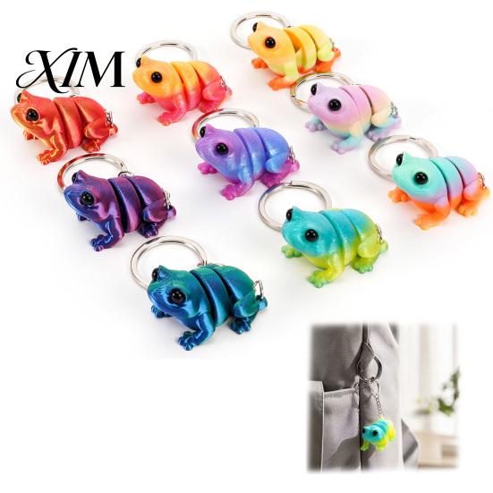 Portable Keychain 3D Printed Articulated Frog Keychain, Animal Pendant Backpack Accessory, Decorative Bag Accessories Charm with Key Ring, Gift