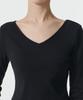 MUSINSA STANDARD WOMAN Women'S Slim Crop Reversible Neck Long Sleeve T-Shirt [Black]
