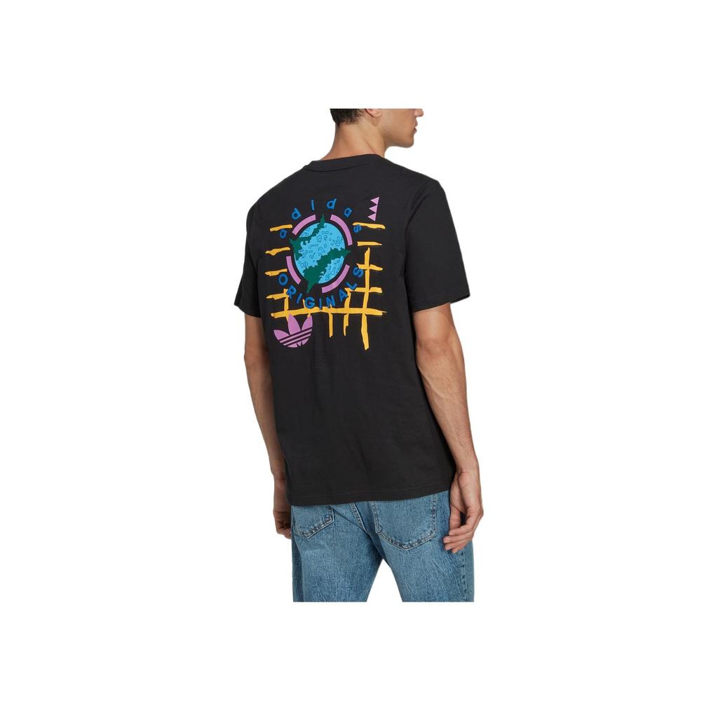 Adidas Футболка с коротким рукавом и круглым вырезом с принтом логотипа-трилистника Originals, мужские топы, черные II8472