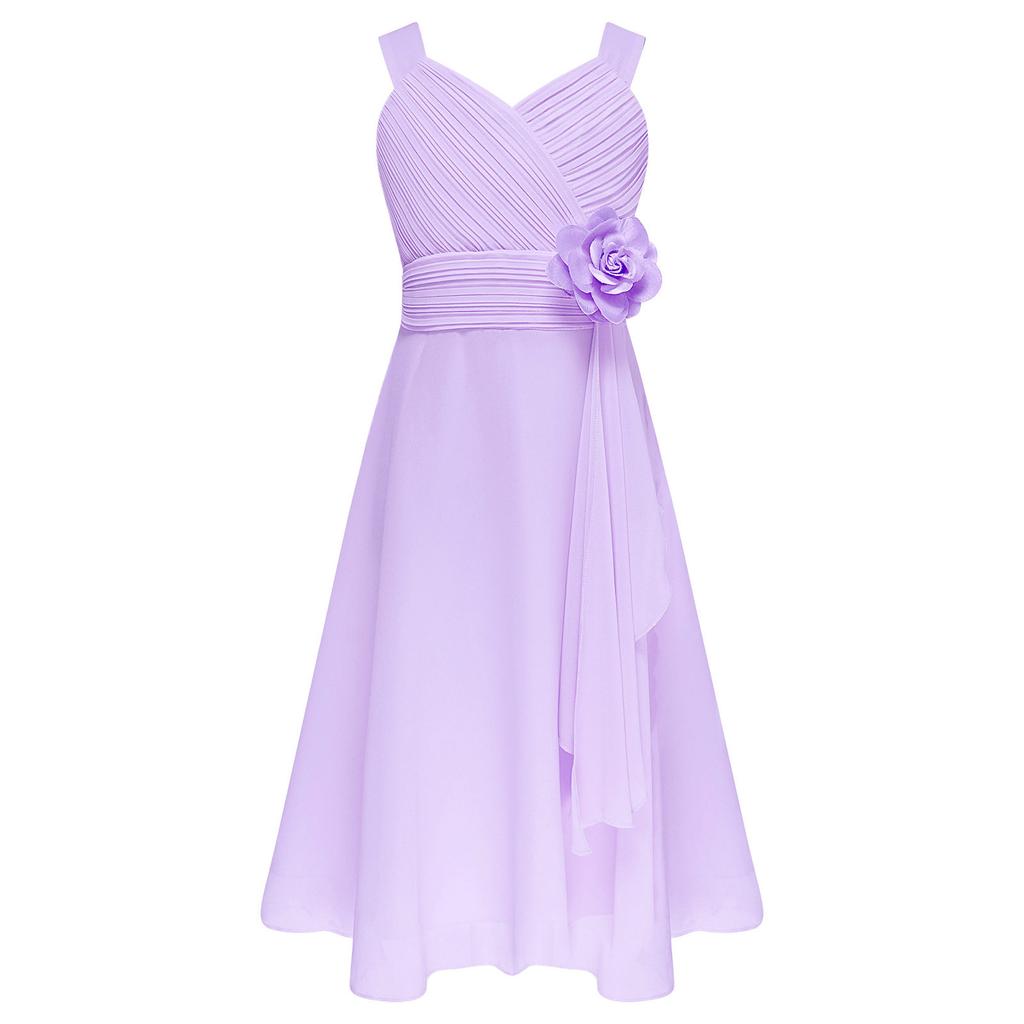 Chiffon Sleeveless Flower Girl Dress Kids Junior Bridesmaid Wedding Party Gown Formal Dresses