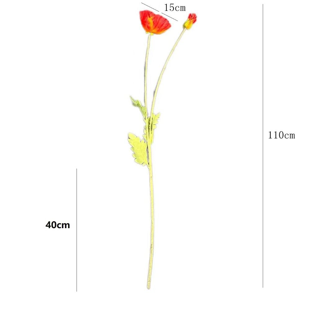 Large Fake Poppies Beautiful Artificial Flowers Silk Flower Poppies branch  New Year's Decor