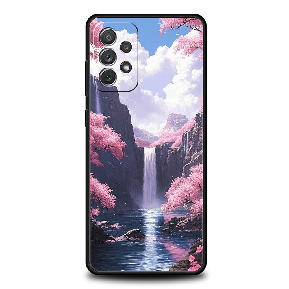 Pink Sunset Mountain Phone Case for Samsung Galaxy A55 A35 A17 A07 A15 A13 A25 A51 A71 A72 A73 A32 A52 A52S A41 Soft TPU Shell