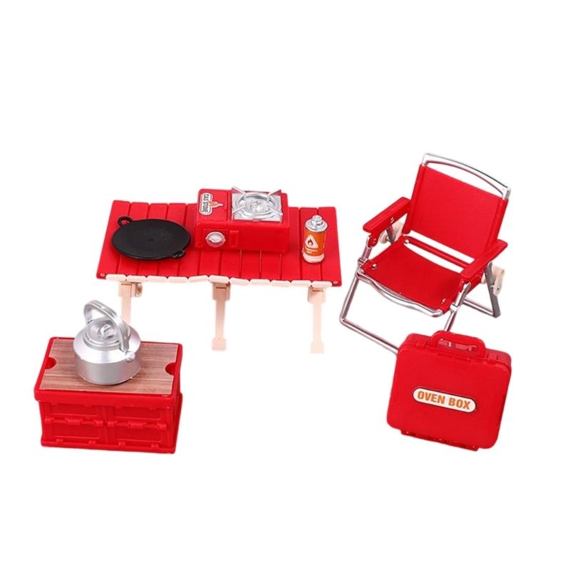 Interactive Doll House Scene Decoration Set With Collapsible Furniture Table Chair For Realistic Camping Scene Setting