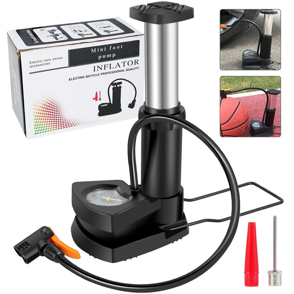 160PSI High Pressure Foot Air Pump with Gauge Heavy-Duty Foot Bike Pump for Bicycle Ball Scooter Car Inflatable Toys Mini Pump