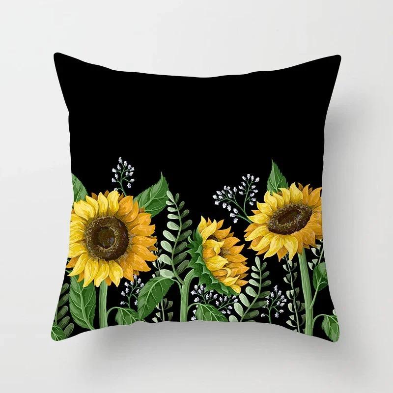 Office Living Room Home Pillowcase Sunflower Print Pattern Pillowcase Car Ornaments
