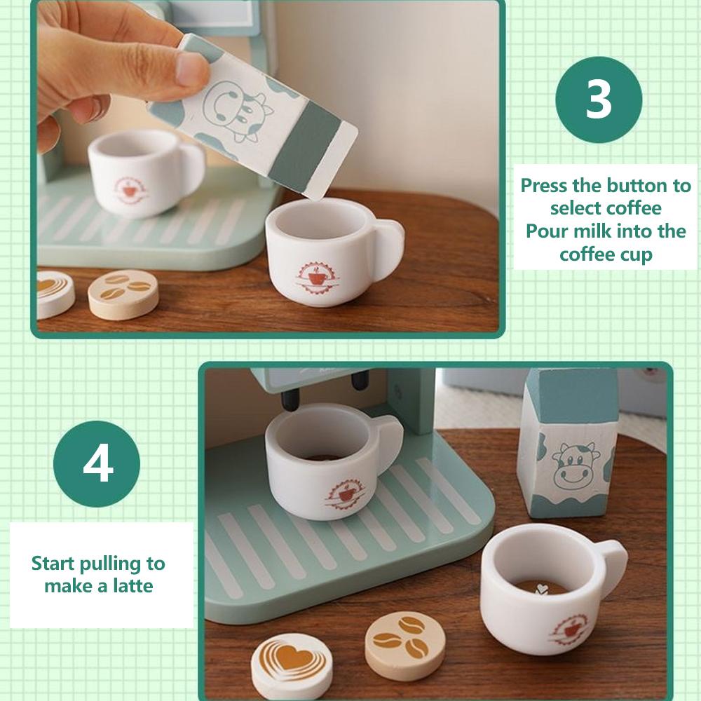 Имитация кофемашины и набор для приготовления печенья Игрушки из дерева для игры в домик, кухонные игрушки для веселья, детские ролевые игры