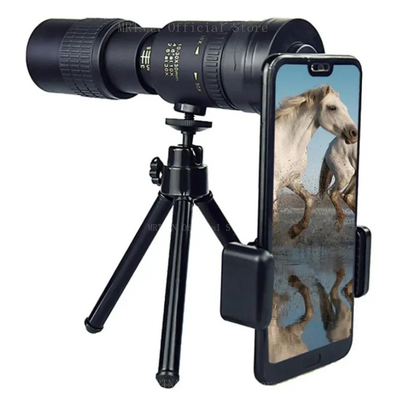 Монокулярный телескоп 10-300x40 Высокомощный HD-зум Мини-телескоп С креплением для телефона Супер-телефотографический зум-телескоп Охота Туризм