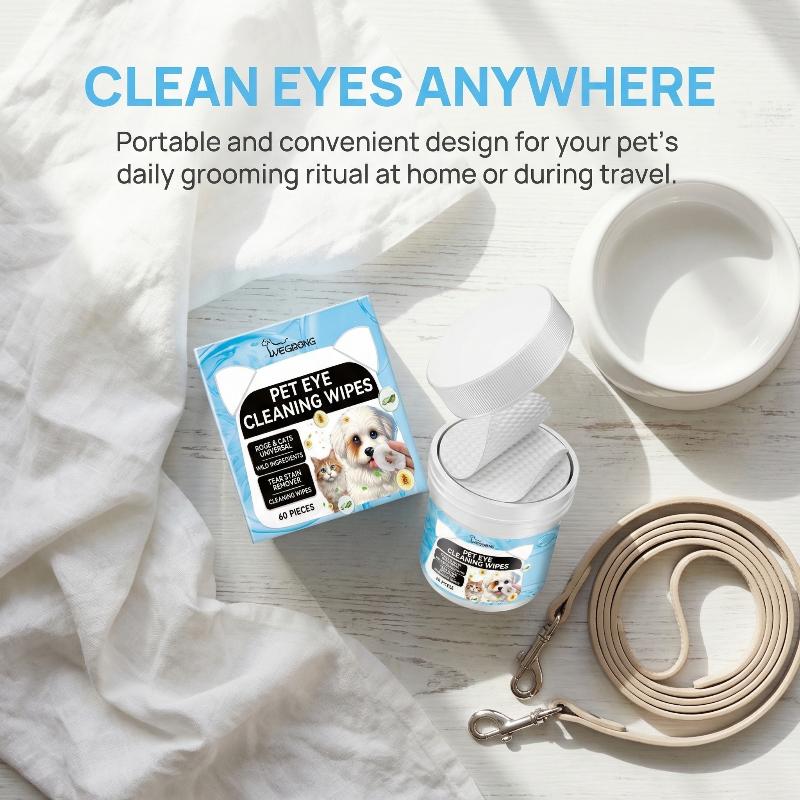 Yegbong Dog Cat Eye Wipes Gentle Cleansing Remove Tear Stains Eye Dirt Disposable Pet Eye Care Wet Wipes