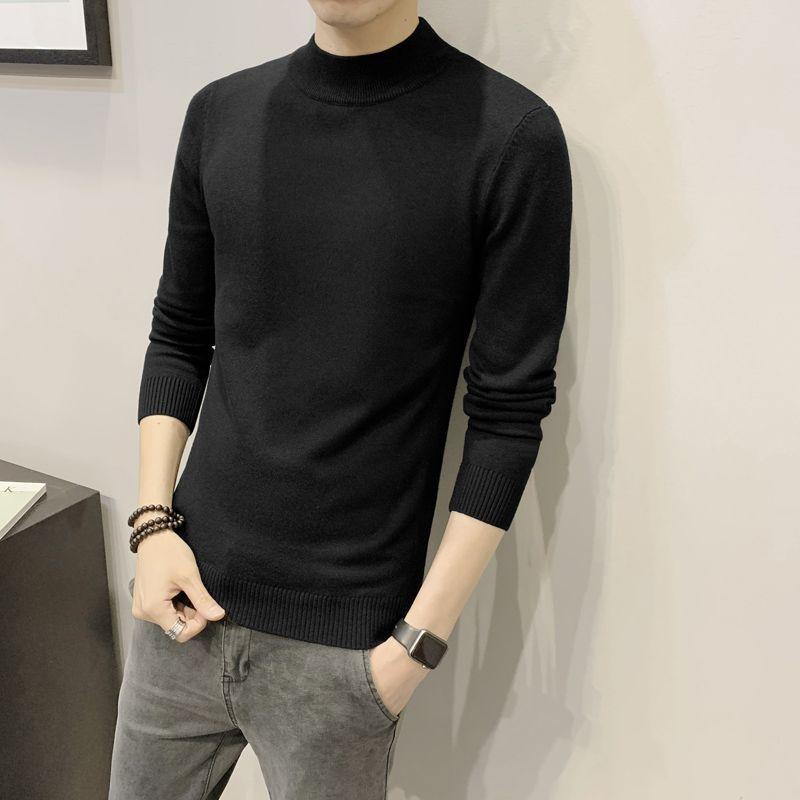 Осенне-зимний высококачественный мужской свитер, мужской пуловер с полувысоким воротником, мягкий и теплый вязаный свитер