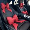 Ribbon Bow Linen Red Car Headrest Waist Neck Pillow New Car Seat Pillow Lumbar Support Women's Car Interior Accessories