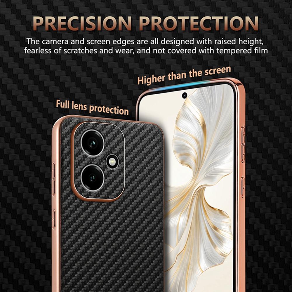 AZNS Для Honor 400 5G (Глобальный) Чехол Электролитическое покрытие Текстура углеродного волокна ПУ + ТПУ Чехол для телефона