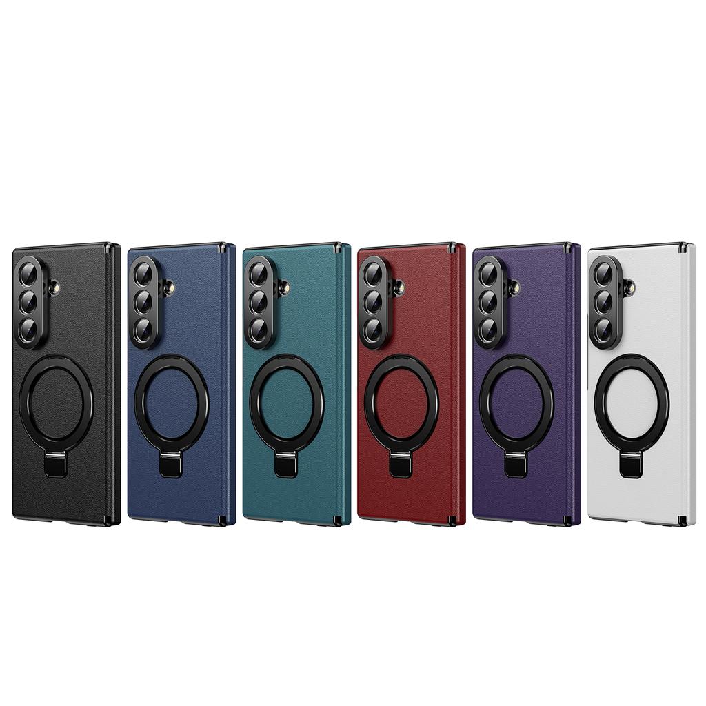 Скрытая подставка Магнитный кожаный чехол для Samsung Galaxy Z Fold 7 6 5 4 Чехол-подставка с прозрачным защитным стеклом
