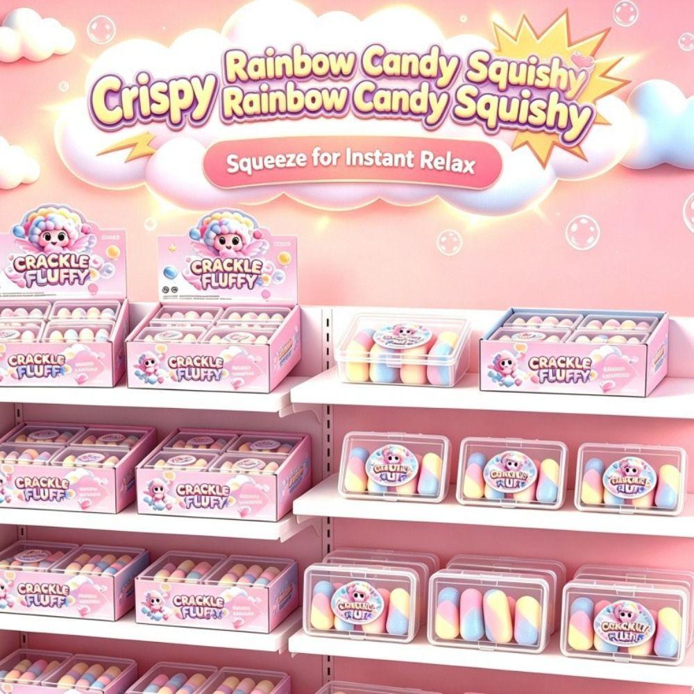 Rainbow Candy Wax Skin Squeeze Toy Satisfying Sound Crunchy Squeeze Crispy Squishy Children Gifts