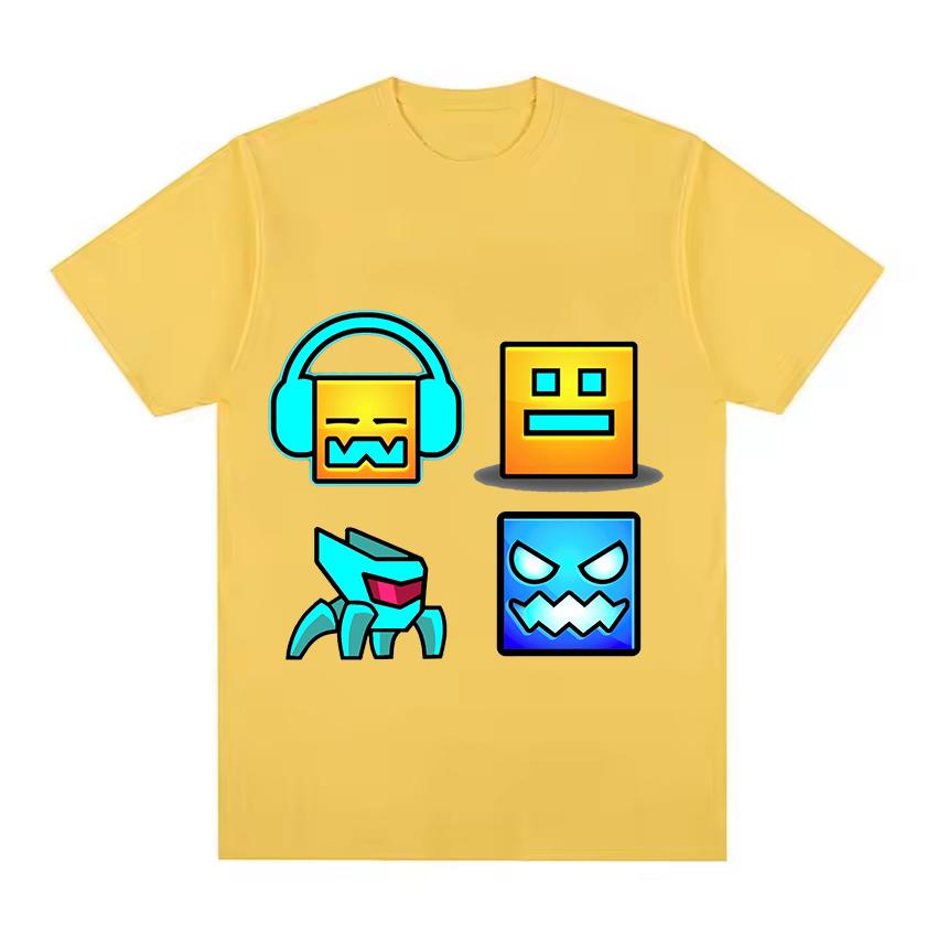Злая футболка Geometry Dash Милая мультяшная футболка Повседневные топы с коротким рукавом для девочек и мальчиков Детский подарок на день рождения
