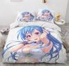 Мультяшный комплект постельного белья с аниме-девушкой, 3 предмета, 3D-принт, аниме-пододеяльник на молнии, подростковое микрофибровое постельное белье с 2 наволочками