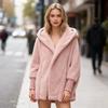 Women's Fuzzy Hooded Cardigan Oversized Fleece Jacket Open Front Sherpa Coat Fall Winter Outwear with Pockets