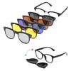 6 In 1 Spectacle Frame Men Women With 5 PCS Clip On Polarized Sunglasses Magnetic Glasses Male Computer Optical