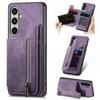 For Samsung Galaxy S25+ Case with Zipper Card Holder Retro Leather TPU Phone Cover