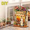DIY 3D Wooden Mini House Puzzle Toy Fridge Magnet Handmade Animals Shop Creative Assembly Model Kit Home Decor Gifts for Friends