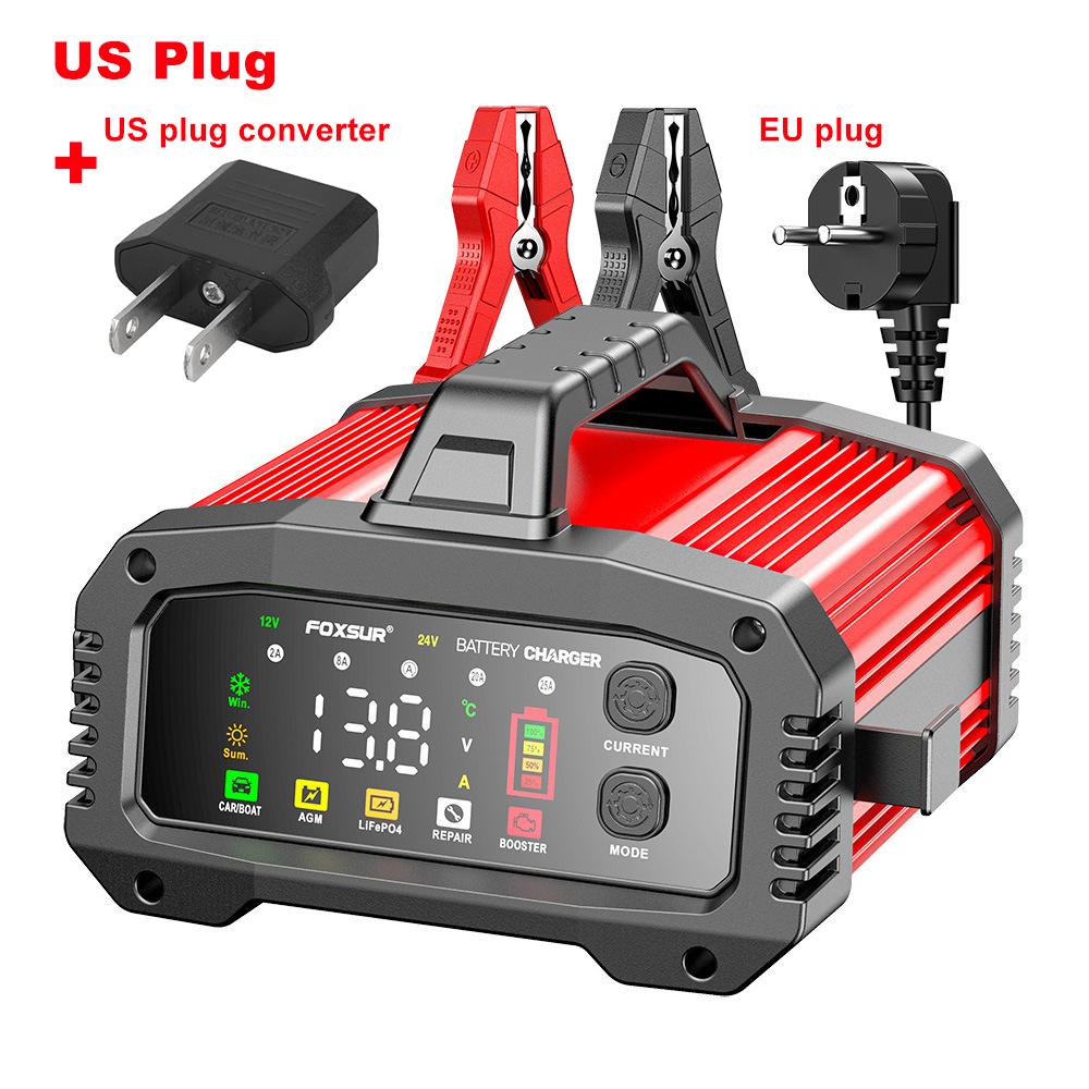 Зарядные устройства для автомобильных аккумуляторов 15А/24В 25А/12В Высокомощный умный бустер Импульсное восстановление Для свинцово-кислотных/LiFePo4 аккумуляторов Зарядка накопительных элементов