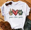 Women's Round Neck White Short-sleeved T-shirt Fashion Printed Valentine's Day Base Shirt Aesthetic Clothes Summer polyester
