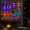 Spooky Party Wall Decals 30Pcs Halloween Decor with LED Light, Glowing Bat Ghost itch Layout Props Spider Silhouette Decoration, Light-Up Window